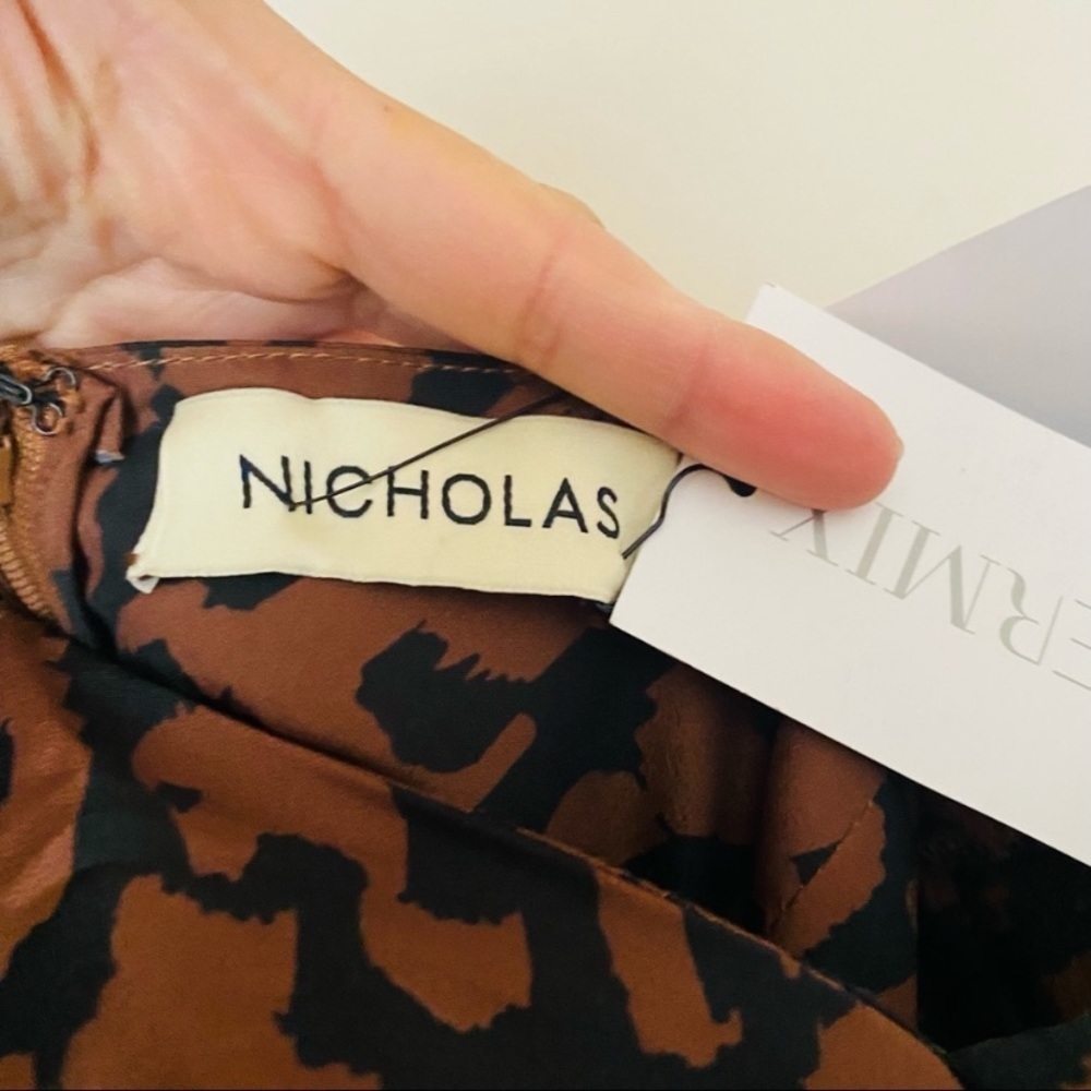 NICHOLAS ruched leopard print belted minidress Size 6 - Picture 5 of 8